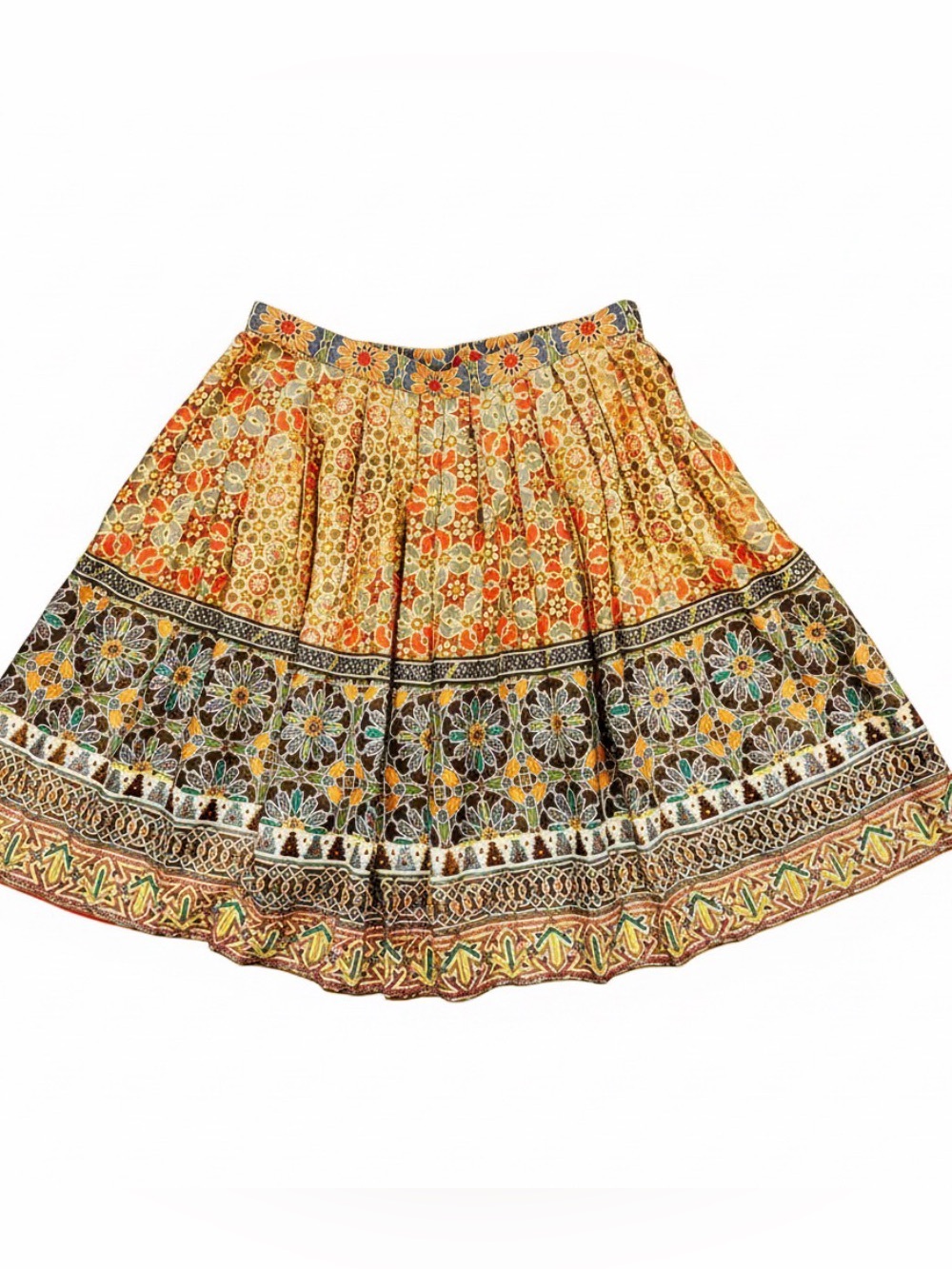 Tanvi Kedia Anthropologie Mini Skirt 2 Beaded  Boho Geometric Pleated Cotton